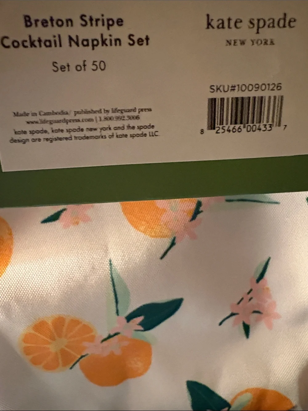 Two Items💛 kate spade Orange Blossom Insulated Tote - With Napkins